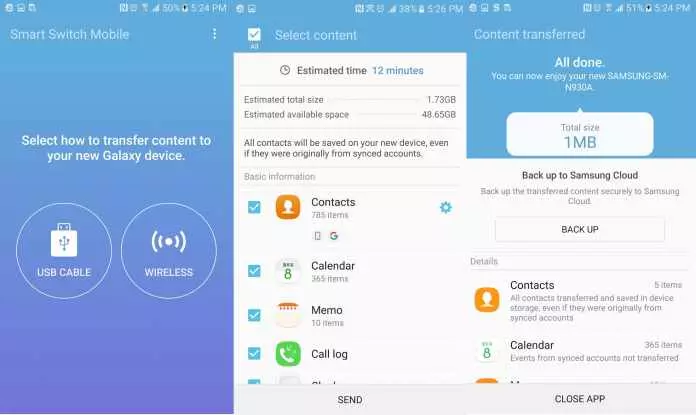 Important features of samsung smart switch apk